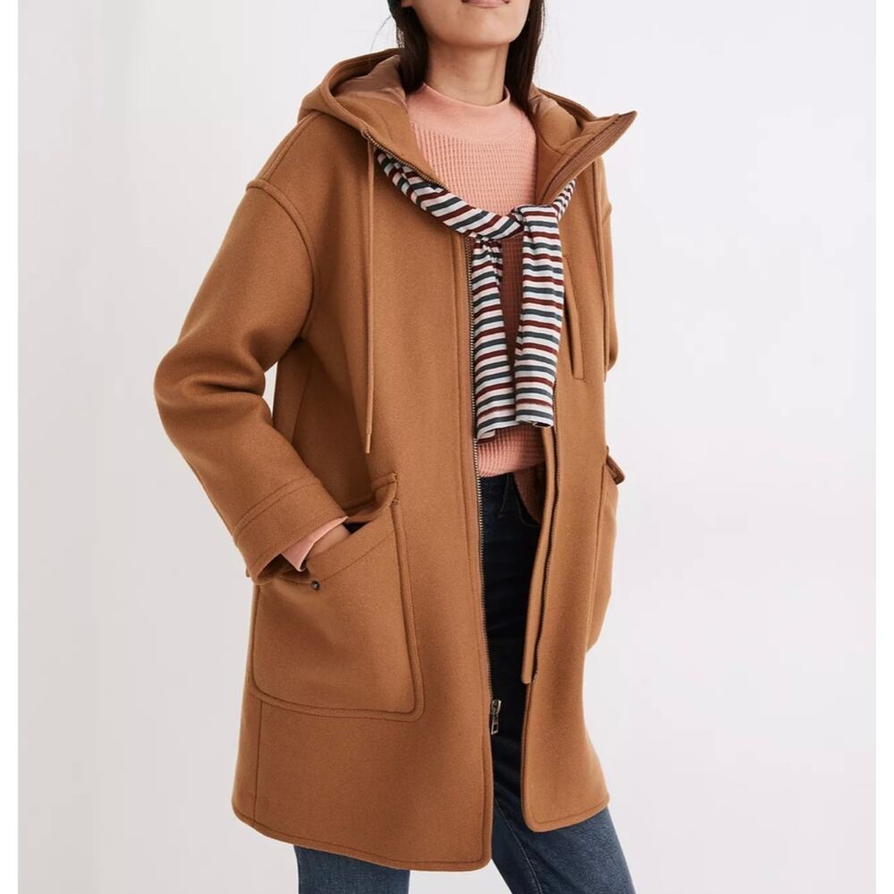 New Madewell Petite Lynnford Coat in Insuluxe Fabric Classic Camel Size LP